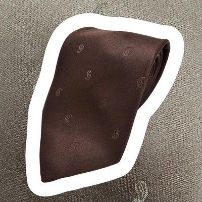 Gravata masculina vintage Manhattan paisley marrom clássica EUA 55" - Imagem 1 de 4