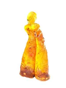 USA HANDMADE KIZIMA Figurine Woman and Girl Amber - Picture 1 of 2
