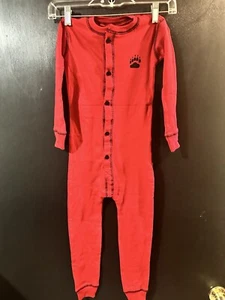 Kids Flapjack One Piece Long Johns Pajamas Bear Cheeks 4T Red NWT $40 - Picture 1 of 5