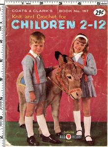 "Knit & Crochet for Children 2-12" ©1966 Coats & Clark Knit/Crochet Book 167 - Picture 1 of 2