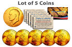 BICENTENNIAL 1976 EISENHOWER IKE DOLLAR 24KT GOLD "5 COIN LOT"! COA & CAPSULES