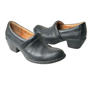 Zapatos cómodos Born de cuero granulado para mujer talla 7,5 zueco negro D50903 hechos a mano - Imagen 1 de 10