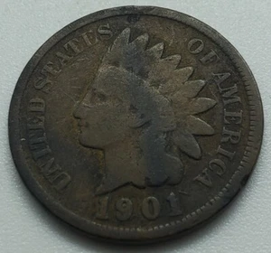 1901 Indian Head Cent Penny US Coin #176 - Picture 1 of 2
