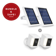Wasserstein Ring Spotlight Cam Plus Battery + Solar Panel Bundle (2-Pack, White)