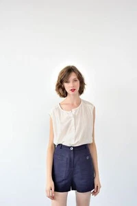 Des Petites Emakoko Top S T1 Women Casual Buttondown Sleeveless Blouse NWT 20678 - Picture 1 of 9