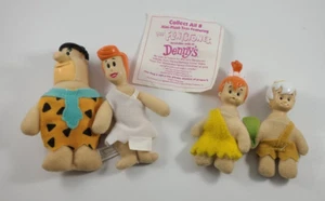 1989 Flintstones Denny's Mini Plush Toys: Fred, Wilma, Pebbles and Bam Bam - Picture 1 of 3