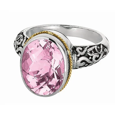 Oval Shape Amethyst Ring By Phillip Gavriel Designer 18k Gold N Silver Size 7 - Image 1 of 4