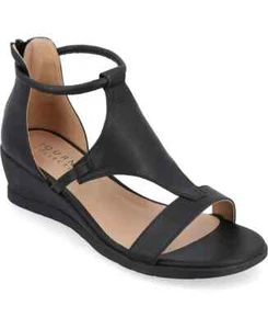 Journee Collection Women's Wide Width Trayle Sandal Wedge, Black, 9W - Picture 1 of 7