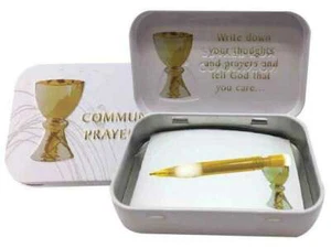 Communion Tin Prayer Box, 98 x 60mm, With Mini Pencil & Note Pad - Imagen 1 de 3