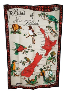 Birds of New Zealand Küche Geschirrtuch NEU beige Leinen Karte Identifikator 19x28 - Bild 1 von 5