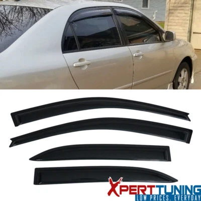Se adapta a 03-08 Toyota Corolla viseras de ventana ventilación protector de lluvia deflector cinta en 4 piezas Foto 1 de 4