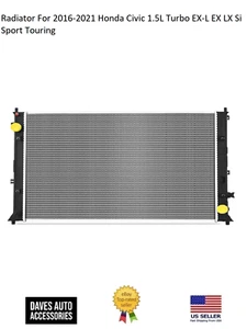 Engine Cooling Aluminum Radiator Assembly Fits 2016-2021 Honda Civic 1.5L Models - Imagen 1 de 6