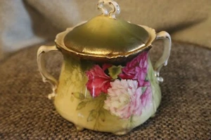 Beautiful Hand-Painted P.T.  Tirschenreuth Porcelain Sugar Bowl - Picture 1 of 9