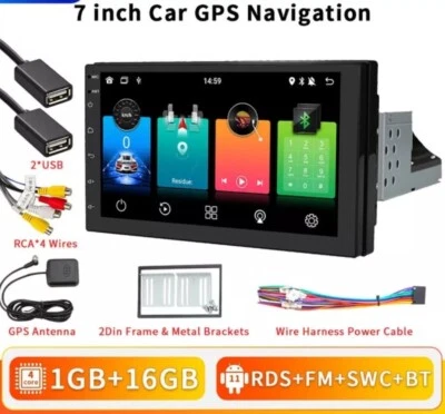 RADIO 1 DIN 7" UNIVERSALE FIAT FORD PUNTO PANDA CITROEN BLUETOOTH ANDROID GPS - Immagine 1 di 4