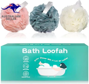 Loofah,Shower Puff for Women and Men, Soft Body Scrubber Bath Sponge Set of 3 - Picture 1 of 11