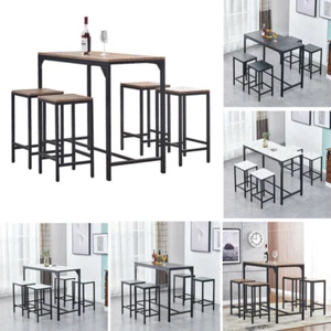 5Pcs Bar Table Stools Set 4 Bar Stools for Breakfast Pub Counter Small Apartment - Picture 1 of 53