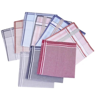 12PCS Simple Mens Handkerchief Cotton Sweat-absorbent Square Hand Towel - Image 1 of 4