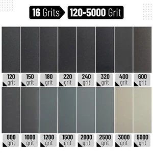 48pcs Sandpaper Sheets Assortment Sand Paper Wet Dry 120 to 5000 Grit Wood Metal - Picture 1 of 10