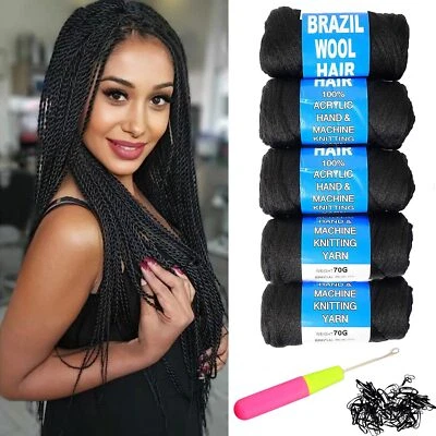 5 Packs Brazilian Yarn Wool Hair Arylic Yarn For Hair Crochet Braid Twist - Image 1 of 4