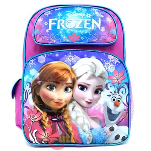 Disney Frozen Elsa Anna 16" School Backpack Large Girls Book Bag -Floral Flakes - Picture 1 of 4