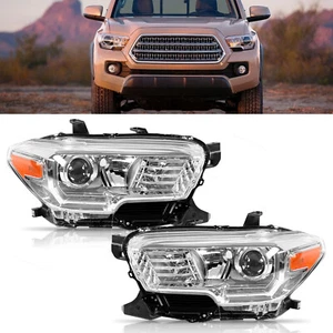 Chrome Housing Projector Headlights W/ LED DRL Fit for 2016-2021 Toyota Tacoma - Picture 1 of 15