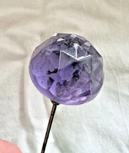 Antique Purple Glass Topped Hatpin 8.5" Long Victorian Cottage Core Hat Pin - Picture 1 of 10
