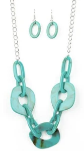 Paparazzi Courageously Chromatic Turquoise Blue Necklace & Earring Set NWT - Bild 1 von 4