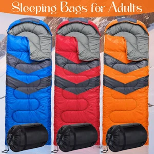 4 Season Single Sleeping Bag - Premium Waterproof Camping Hiking Envelope Bags - Picture 1 of 16