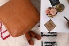 Unstuffed  Square Ottoman Pouffe Moroccan , Handmade Footstool, Leather Pouf