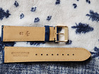 20mm Navy Blue ANTI ALLERGIC Genuine Leather Interchangeable Watch Strap Gold bk