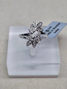Anillo Floral Diamante Argyle Australiano Oro Blanco 9kt Talla L1/2 (2.61g) Certificado - Imagen 1 de 13
