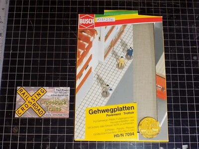 HO/N Busch #7094 Gehwegplatten Pavement 6pcs 8x4.5" cardboard (R121207) - Image 1 of 4