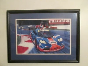 "Racing Art di Roger Warrick Ford GT a LeMans lavoro datato '97 Pro incorniciato 24""x17" - Foto 1 di 12