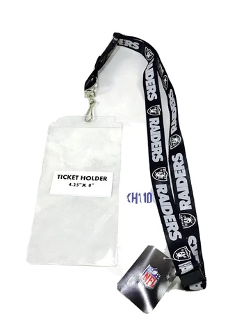 NFL Oakland Raiders Clip On Lanyard with Ticket Holder Cover
