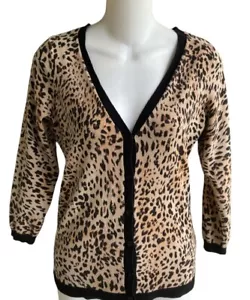 The Limited Pullover Strickjacke mit Knöpfen 3/4 Arm Damen XS braun Leopardenmuster - Bild 1 von 4