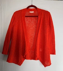 Eileen Fisher Gr. PM offene Leinenmischung rot leichte Strickjacke Büro Klassenzimmer - Bild 1 von 11