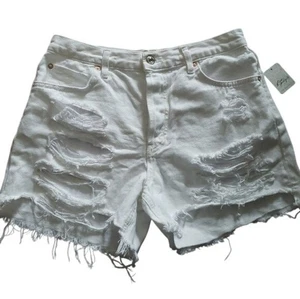 Free People We The Free Shorts Distressed White Size 27 New MSRP $68 Button Fly - Picture 1 of 7