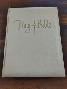 Vintage Large Holy Bible King James Version White Gold Gilt Page Edges - Bild 1 von 12