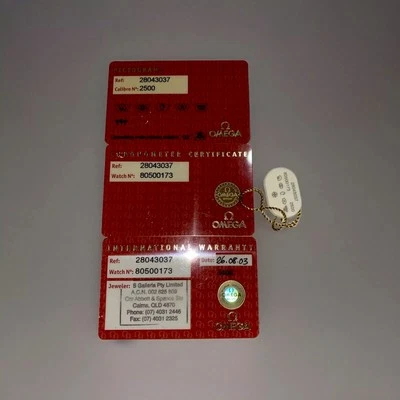 Juego completo de tarjetas de reloj pulsera Omega Seamaster Cal 2500 vintage para minoristas Foto 1 de 3