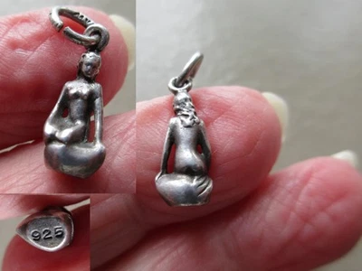 ANTIQUE VINTAGE RARE STERLING SILVER LITTLE MERMAID DENMARK FOB CHARM PENDANT - Image 1 of 3