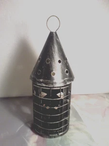 Lanterna candela vintage in latta traforata da appendere stile Paul Revere - Foto 1 di 2