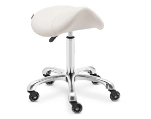 Salon Sattelhocker Stuhl ergonomischer Rollhocker höhenverstellbar beige cremeweiß - Bild 1 von 5