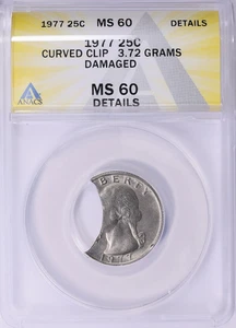 CURVED CLIP ERROR 1977 25C MS60Detail I believe grade Higher  Rippere Collection - Picture 1 of 2