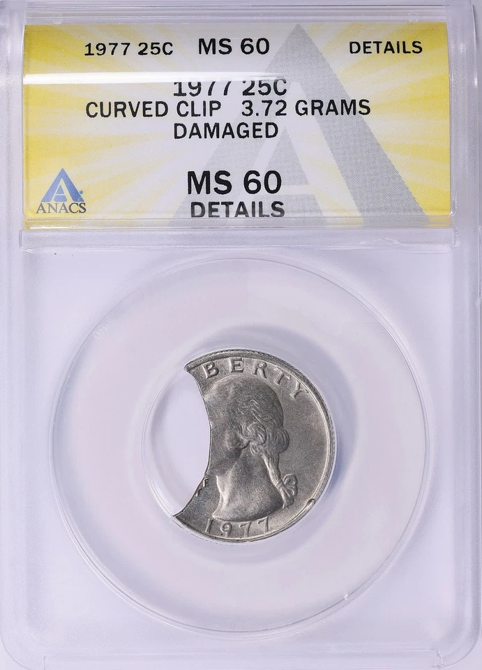 CURVED CLIP ERROR 1977 25C MS60Detail I believe grade Higher  Rippere Collection - Image 1 of 2
