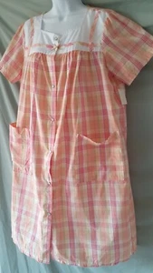 Pink K Pink PEACH Duster Robe Calf Cap Sleeve Pockets Medium 42" BUST - Picture 1 of 4