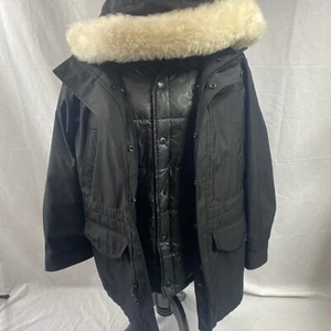 Coach 3-in-1 Parka Entendaunen Puffer Lammfell Kapuze Schwarz Jacke Mantel Medium - Bild 1 von 9