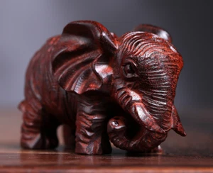 YZ085 - 7 X4 X4 CM rot Sandelholz Schnitzerei Figur: Elefant - Bild 1 von 6