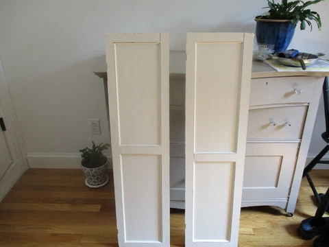 Antique interior shutters/solid panels. Hand painted "White Dove" Cover