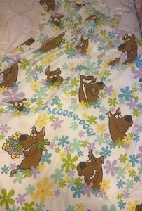Vintage Scooby Doo Flowers Reversible Sheet 1999 Hanna Barbera 62x40" Cartoon - Picture 1 of 3