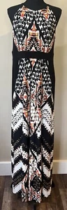 Maxi Vestido Chicos Talla 1 Elástico Tejido Sin Mangas Estampado Abstracto Negro Blanco Nuevo sin Etiquetas - Imagen 1 de 10